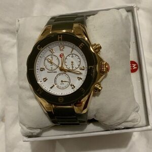 Michele Gold and Black Chronograph Watch